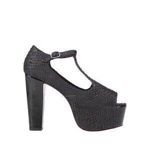 Jeffrey Campbell Mary Jane Foxy-Wood Black Snake Skin Calf Leather 40 / 9.5
